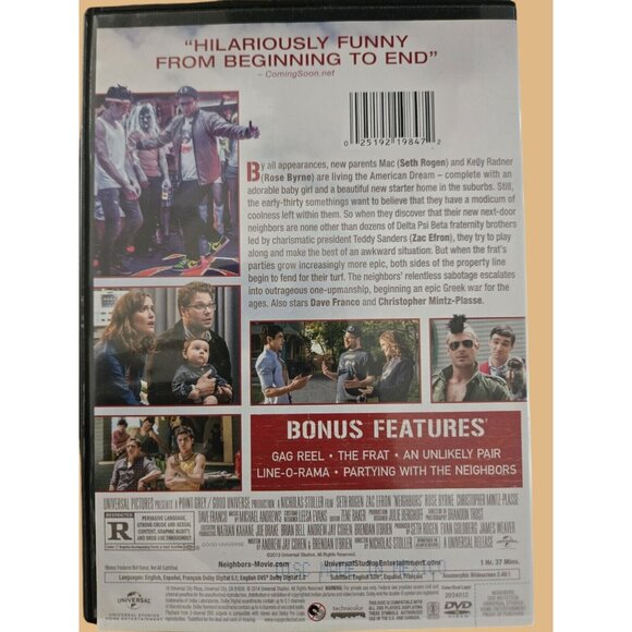 Neighbors DVD Comedy Movie Starring Seth Rogen & Zac Efron - Picture 2 of 2